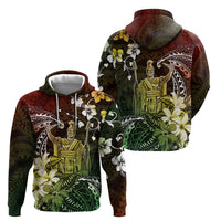 Hawaii King Kamehameha Day Zip Hoodie Polynesian Pattern Mix Hibiscus Reggae