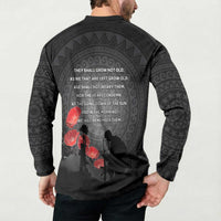 Cook Islands ANZAC Day Button Sweatshirt Soldier Silhouette Remembrance