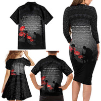Cook Islands ANZAC Day Family Matching Long Sleeve Bodycon Dress and Hawaiian Shirt Soldier Silhouette Remembrance LT05 - Polynesian Pride