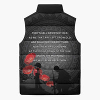 Cook Islands ANZAC Day Sleeveless Puffer Jacket Soldier Silhouette Remembrance