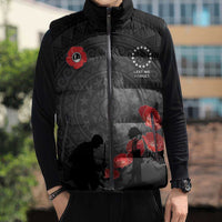 Cook Islands ANZAC Day Sleeveless Puffer Jacket Soldier Silhouette Remembrance
