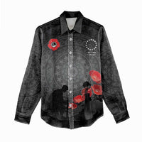 Cook Islands ANZAC Day Women Casual Shirt Soldier Silhouette Remembrance