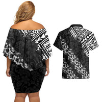 Hawaii Papakolea Born And Raised Couples Matching Off Shoulder Short Dress and Hawaiian Shirt Hawaiian Tribal Pattern LT05 - Polynesian Pride