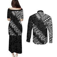 Hawaii Papakolea Born And Raised Couples Matching Puletasi and Long Sleeve Button Shirt Hawaiian Tribal Pattern