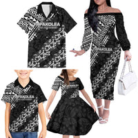 Hawaii Papakolea Born And Raised Family Matching Off The Shoulder Long Sleeve Dress and Hawaiian Shirt Hawaiian Tribal Pattern LT05 - Polynesian Pride