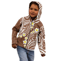 Plumeria With Brown Polynesian Tattoo Pattern Kid Hoodie