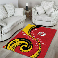 Papua New Guinea 50th Independence Anniversary Area Rug Special Style Red Version - Polynesian Pride