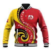Papua New Guinea 50th Independence Anniversary Baseball Jacket Special Style Red Version - Polynesian Pride