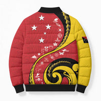 Papua New Guinea 50th Independence Anniversary Bomber Puffer Jacket Special Style Red Version - Polynesian Pride