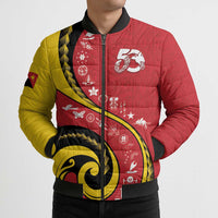 Papua New Guinea Independence Bomber Puffer Jacket Special Style Red Version LT05 - Polynesian Pride
