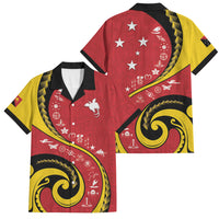 Papua New Guinea Independence Family Matching Off Shoulder Maxi Dress and Hawaiian Shirt Special Style Red Version LT05 Dad's Shirt - Short Sleeve Red - Polynesian Pride