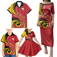 Papua New Guinea Independence Family Matching Puletasi and Hawaiian Shirt Special Style Red Version LT05 - Polynesian Pride