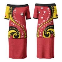 Papua New Guinea Independence Family Matching Puletasi and Hawaiian Shirt Special Style Red Version LT05 Mom's Dress Red - Polynesian Pride