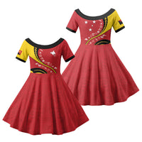 Papua New Guinea Independence Family Matching Puletasi and Hawaiian Shirt Special Style Red Version LT05 Daughter's Dress Red - Polynesian Pride