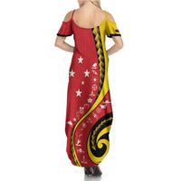 Papua New Guinea 50th Independence Anniversary Family Matching Summer Maxi Dress and Hawaiian Shirt Special Style Red Version - Polynesian Pride