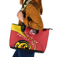 Papua New Guinea 50th Independence Anniversary Leather Tote Bag Special Style Red Version - Polynesian Pride
