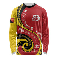 Papua New Guinea 50th Independence Anniversary Long Sleeve Shirt Special Style Red Version - Polynesian Pride