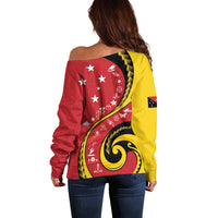 Papua New Guinea Independence Off Shoulder Sweater Special Style Red Version LT05 - Polynesian Pride