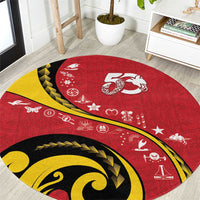 Papua New Guinea 50th Independence Anniversary Round Carpet Special Style Red Version - Polynesian Pride