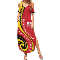 Papua New Guinea 50th Independence Anniversary Summer Maxi Dress Special Style Red Version - Polynesian Pride