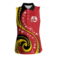 Papua New Guinea 50th Independence Anniversary Women Sleeveless Polo Shirt Special Style Red Version - Polynesian Pride