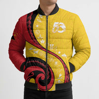 Papua New Guinea 50th Independence Anniversary Bomber Puffer Jacket Special Style Yellow Version - Polynesian Pride