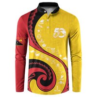 Papua New Guinea 50th Independence Anniversary Button Sweatshirt Special Style Yellow Version - Polynesian Pride