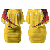 Papua New Guinea Independence Couples Matching Off Shoulder Short Dress and Hawaiian Shirt Special Style Yellow Version LT05 - Polynesian Pride