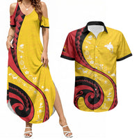 Papua New Guinea Independence Couples Matching Summer Maxi Dress and Hawaiian Shirt Special Style Yellow Version LT05 Yellow - Polynesian Pride