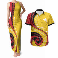 Papua New Guinea Independence Couples Matching Tank Maxi Dress and Hawaiian Shirt Special Style Yellow Version LT05 Yellow - Polynesian Pride