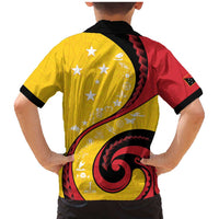 Papua New Guinea 50th Independence Anniversary Family Matching Mermaid Dress and Hawaiian Shirt Special Style Yellow Version - Polynesian Pride