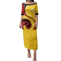 Papua New Guinea 50th Independence Anniversary Family Matching Puletasi and Hawaiian Shirt Special Style Yellow Version - Polynesian Pride