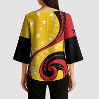 Papua New Guinea Independence Kimono Sleeve Blouse Special Style Yellow Version LT05 - Polynesian Pride
