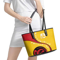 Papua New Guinea 50th Independence Anniversary Leather Tote Bag Special Style Yellow Version - Polynesian Pride