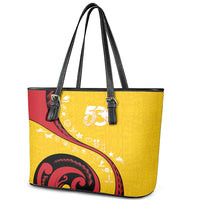 Papua New Guinea 50th Independence Anniversary Leather Tote Bag Special Style Yellow Version - Polynesian Pride
