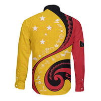 Papua New Guinea 50th Independence Anniversary Long Sleeve Button Shirt Special Style Yellow Version - Polynesian Pride