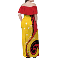 Papua New Guinea 50th Independence Anniversary Off Shoulder Maxi Dress Special Style Yellow Version - Polynesian Pride
