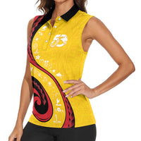 Papua New Guinea 50th Independence Anniversary Women Sleeveless Polo Shirt Special Style Yellow Version - Polynesian Pride