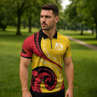Papua New Guinea Independence Zipper Polo Shirt Special Style Yellow Version LT05 - Polynesian Pride