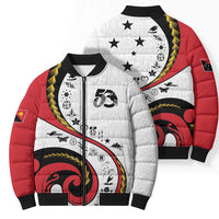 Papua New Guinea 50th Independence Anniversary Bomber Puffer Jacket Special Style White Version - Polynesian Pride