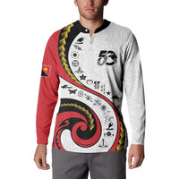 Papua New Guinea 50th Independence Anniversary Button Sweatshirt Special Style White Version - Polynesian Pride