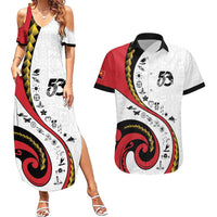 Papua New Guinea 50th Independence Anniversary Couples Matching Summer Maxi Dress and Hawaiian Shirt Special Style White Version - Polynesian Pride
