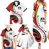 Papua New Guinea Independence Family Matching Summer Maxi Dress and Hawaiian Shirt Special Style White Version LT05 - Polynesian Pride