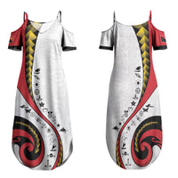 Papua New Guinea Independence Family Matching Summer Maxi Dress and Hawaiian Shirt Special Style White Version LT05 Mom's Dress White - Polynesian Pride