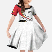 Papua New Guinea 50th Independence Anniversary Kid Short Sleeve Dress Special Style White Version - Polynesian Pride
