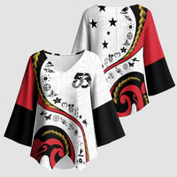 Papua New Guinea Independence Kimono Sleeve Blouse Special Style White Version LT05 - Polynesian Pride