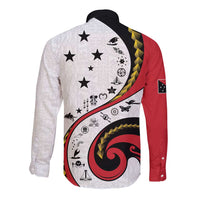 Papua New Guinea 50th Independence Anniversary Long Sleeve Button Shirt Special Style White Version - Polynesian Pride