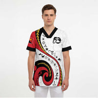 Papua New Guinea Independence Scrub Top Special Style White Version LT05 - Polynesian Pride