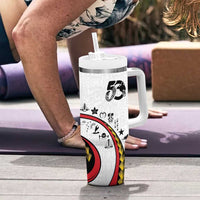 Papua New Guinea 50th Independence Anniversary Tumbler With Handle Special Style White Version - Polynesian Pride