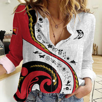 Papua New Guinea 50th Independence Anniversary Women Casual Shirt Special Style White Version - Polynesian Pride